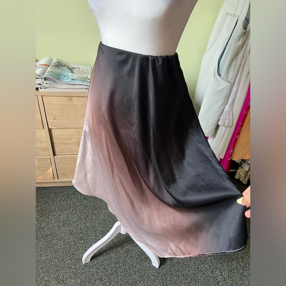 PRIMARK Brown & Black Ombre Handkerchief Asymmetrical Modest Slip Satin Skirt XS - Picture 9 of 16